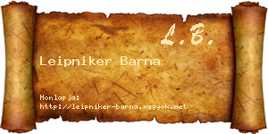 Leipniker Barna névjegykártya